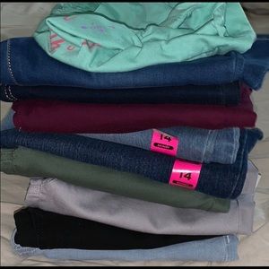 Girls size 14 pants (9) and one shirt